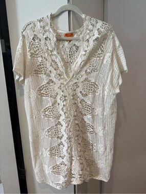 Joe Fresh Cream Crochet Swim Coverup